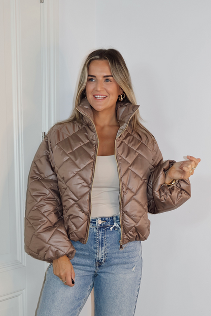 Bomber jas stiksels Brianna Taupe