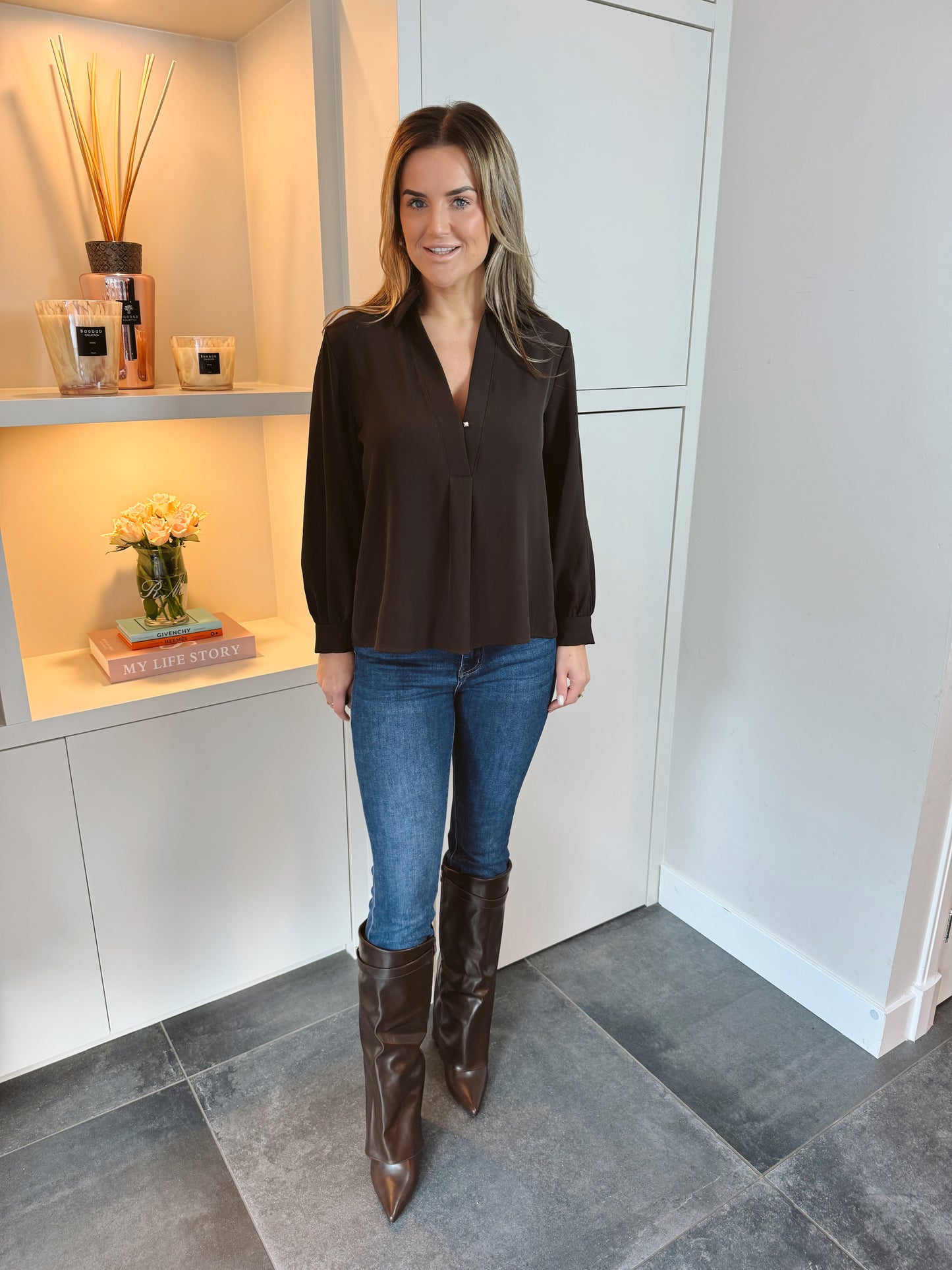 Blouse Satijn Blaire Bruin