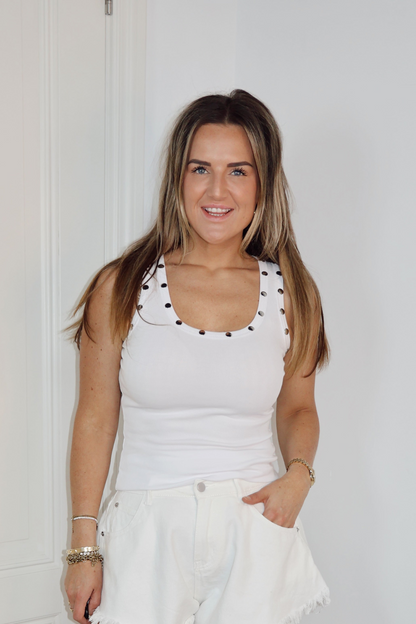 Singlet top met studs Clara Wit