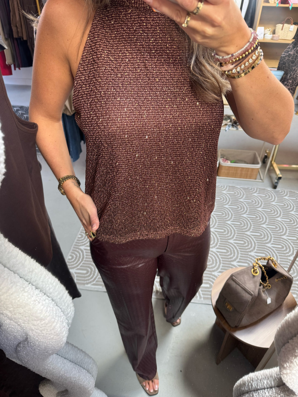 PU leren broek ruit Fenna Burgundy