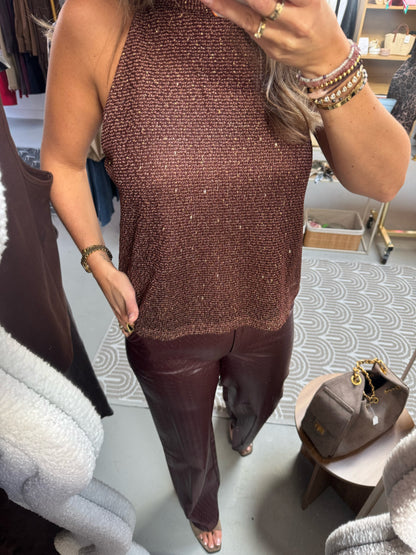 PU leren broek ruit Fenna Burgundy