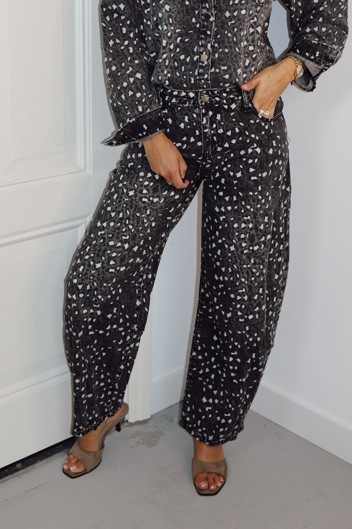 Jeans Lola leopard grijs
