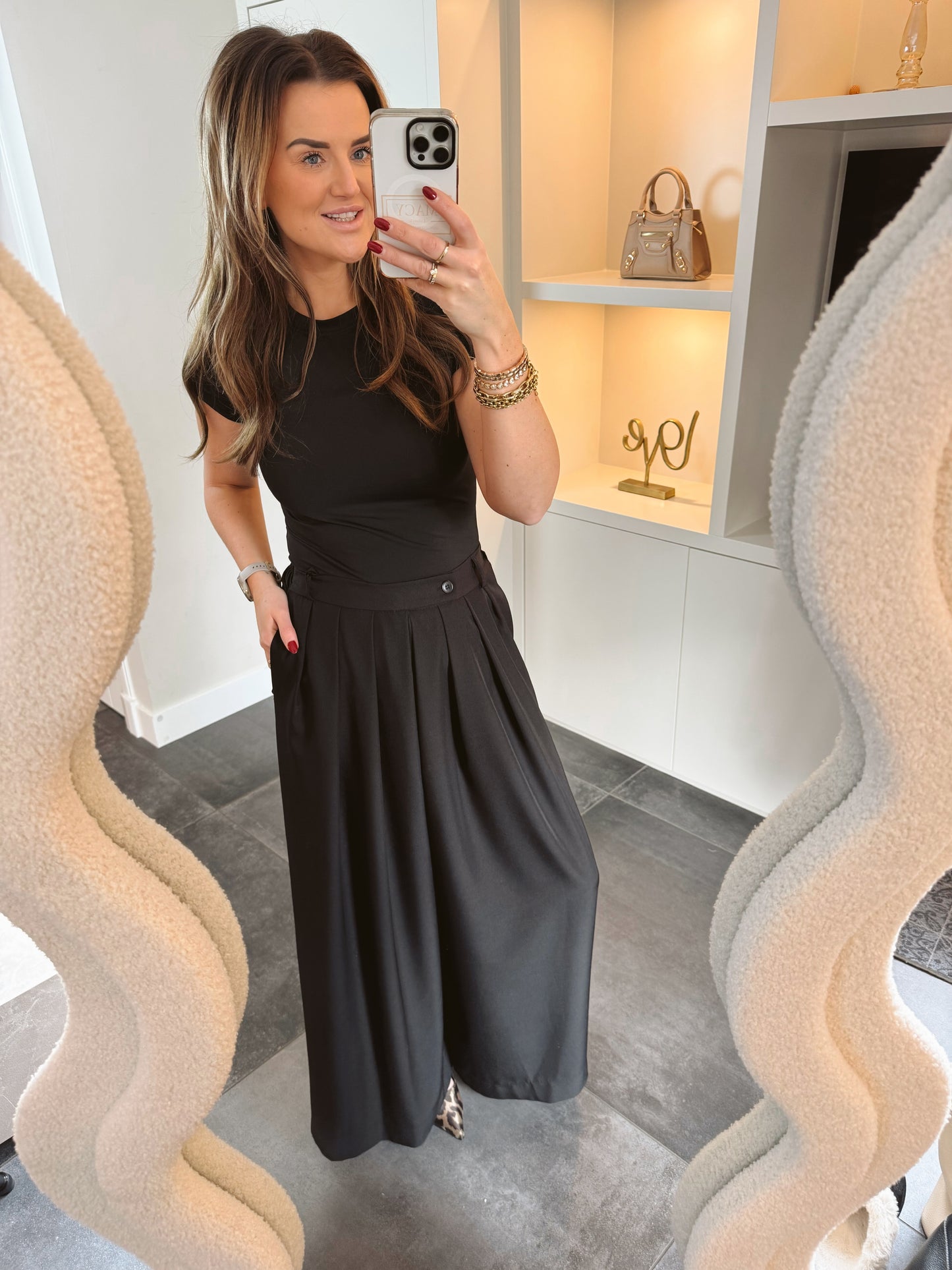 Pantalon Lizzy wideleg Zwart