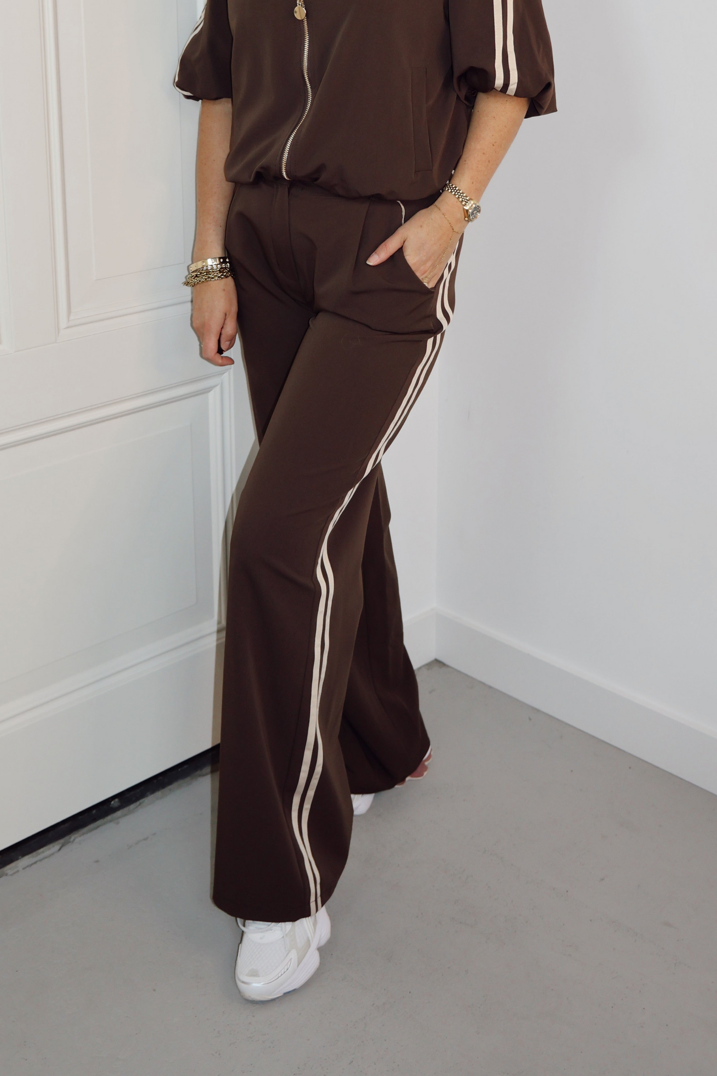 Pants Veerle stripe Bruin