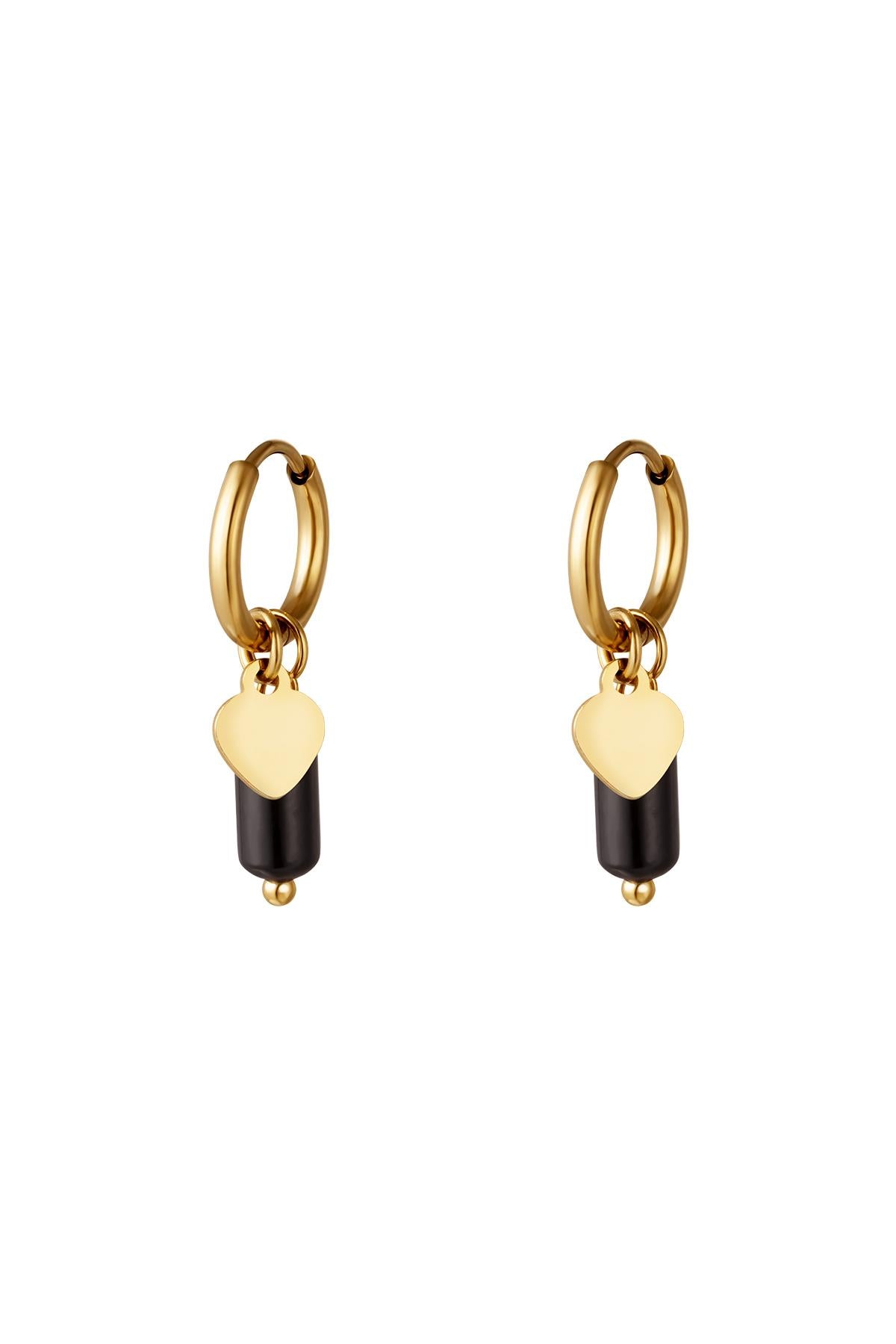 Oorbellen Heart/Stone zwart