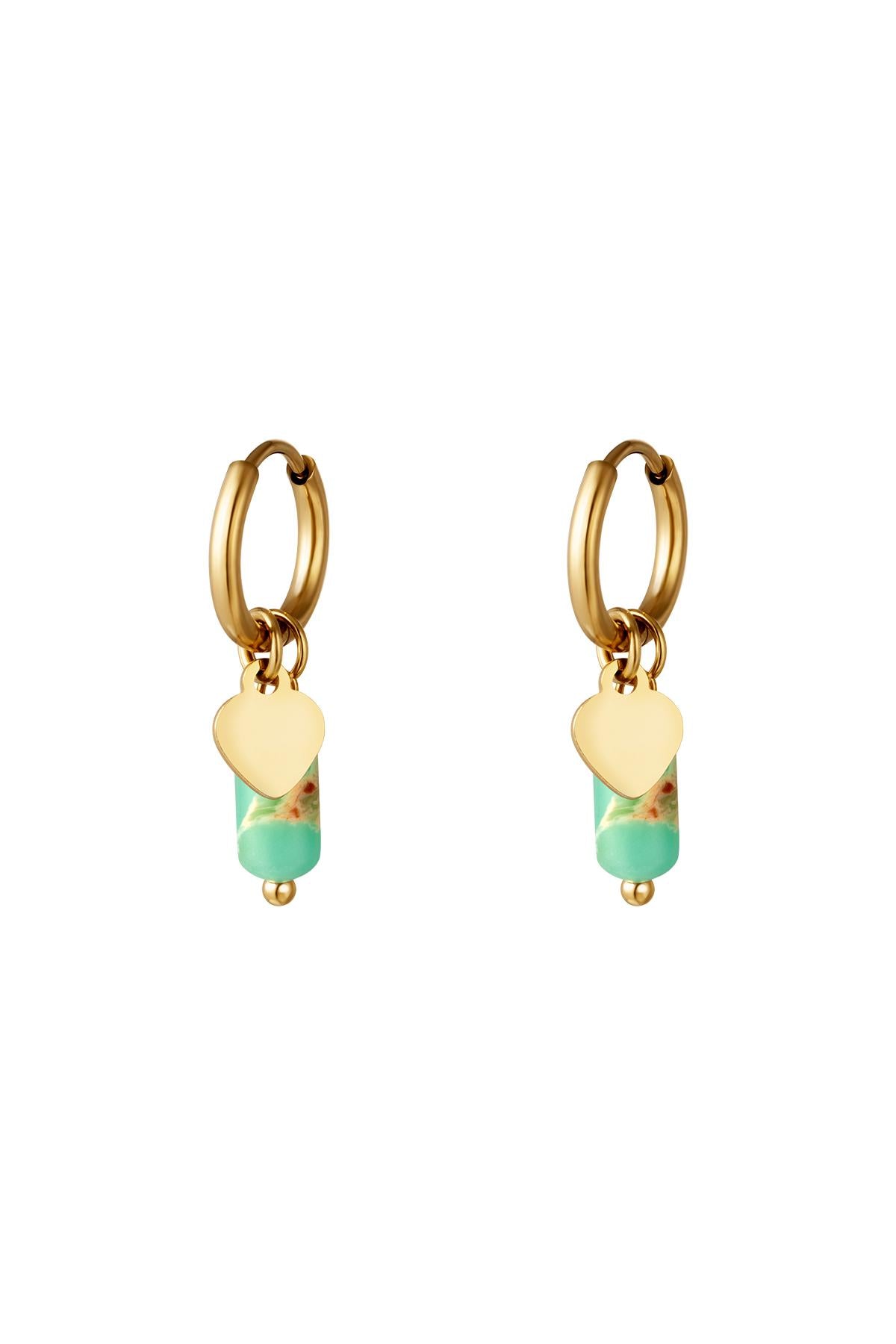 Oorbellen Heart/Stone groen
