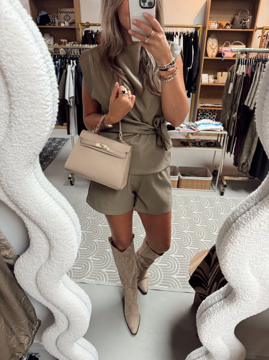 100% Leer Juliet medium Taupe