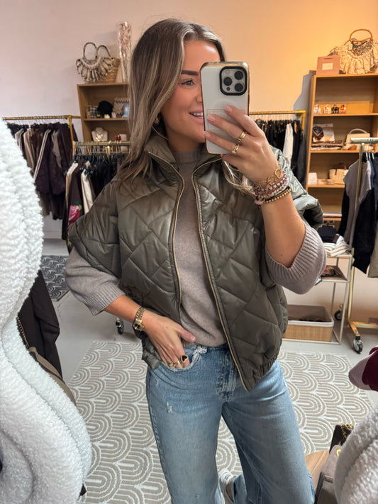 Bodywarmer stiksels Shy Celadon