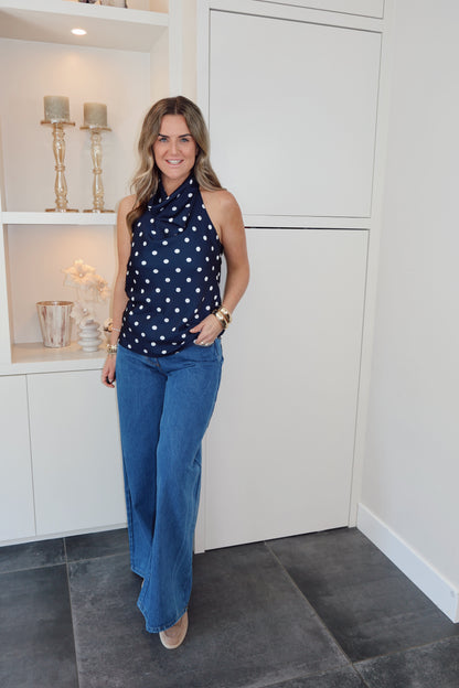Top stippen Koko Blauw/wit