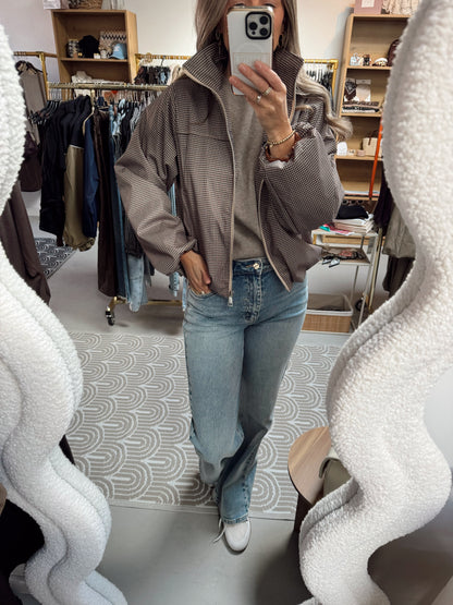 Bomber jas ruit Mary Beige/Bruin