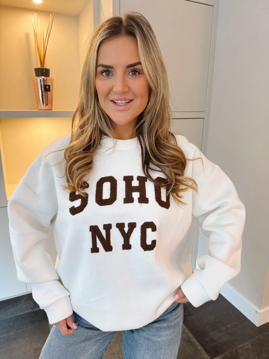 Sweater SOHO NYC Wit / Bruin