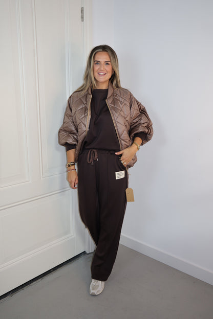 Bomberjack streep Billy Taupe/bruin