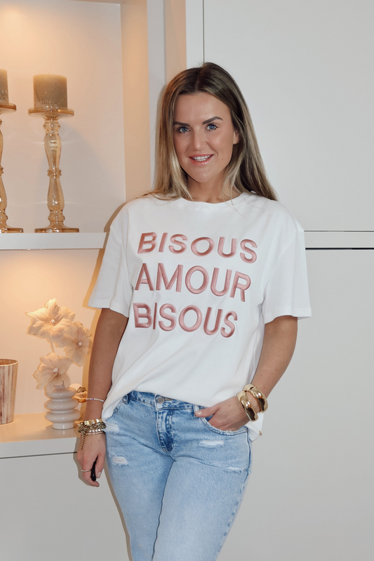 Ambika T-shirt Bisous Wit/Roze