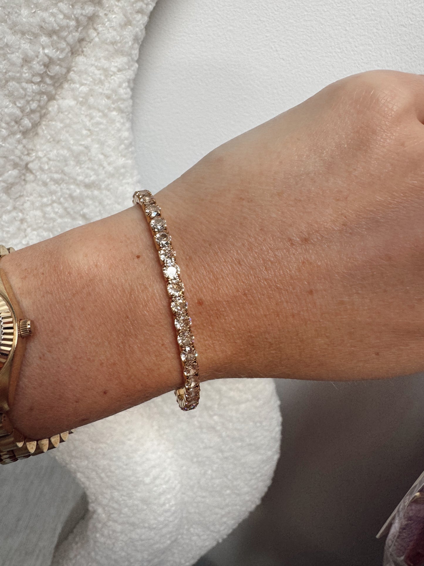 Strass bangle armband Goud