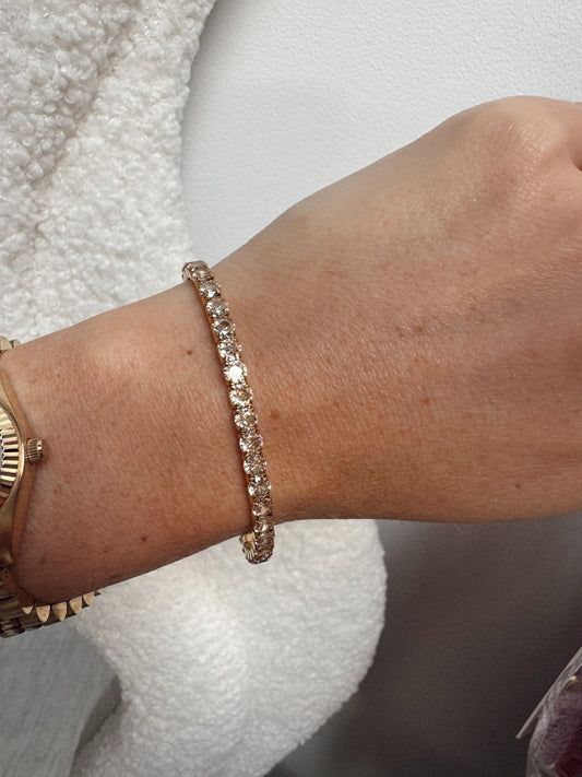Strass bangle armband Goud