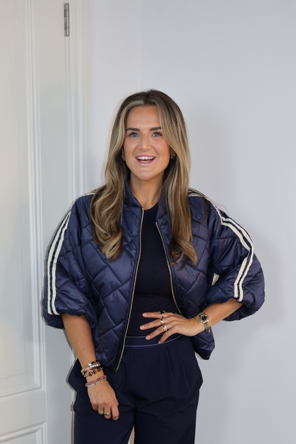 Bomberjack streep Billy Navy/wit