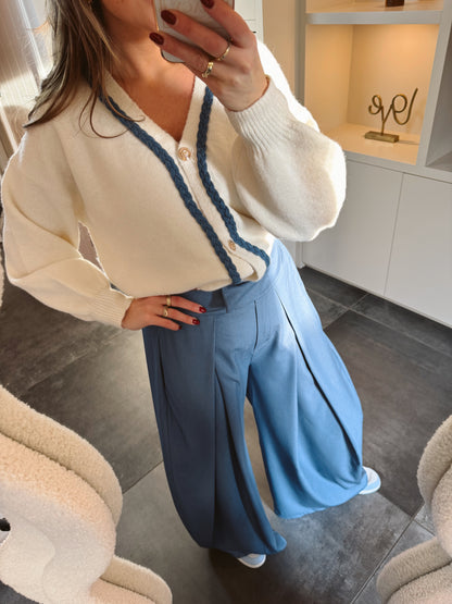 Vest nova ecru/jeansblauw