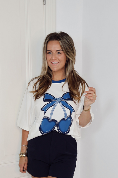 T-shirt opdruk Cherry Blauw
