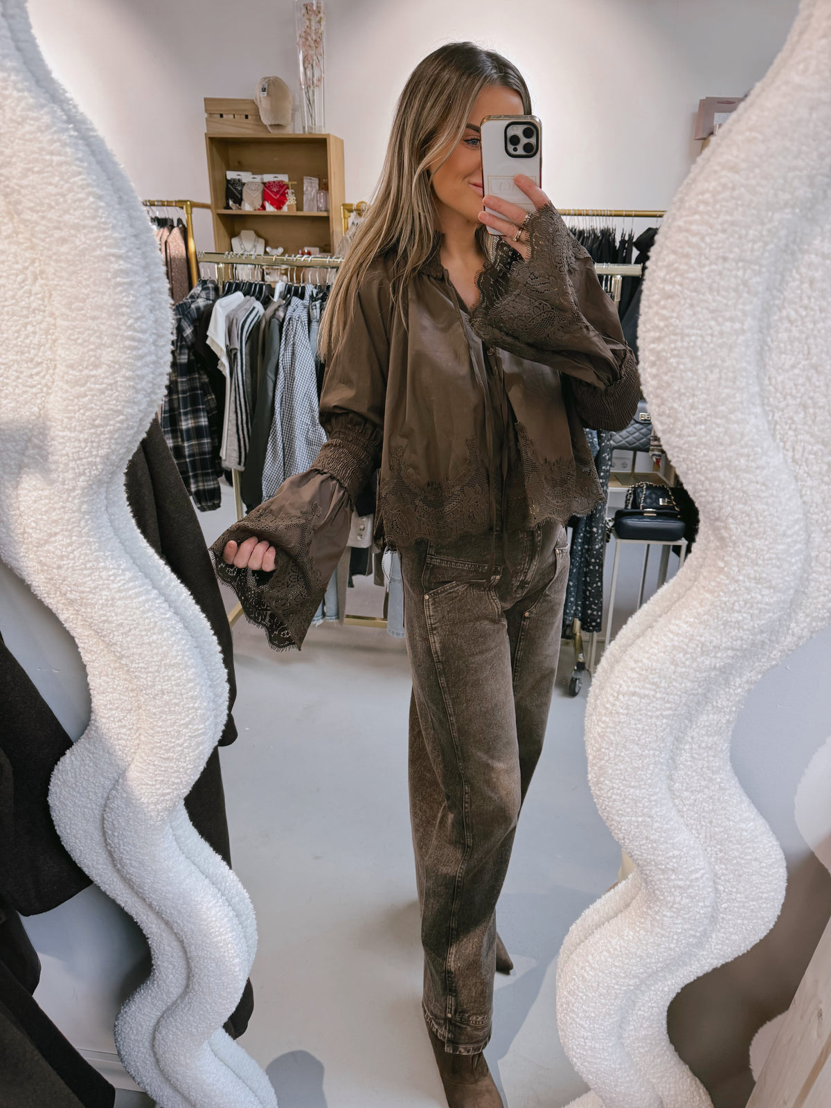 Blouse broderie Smokey Bruin
