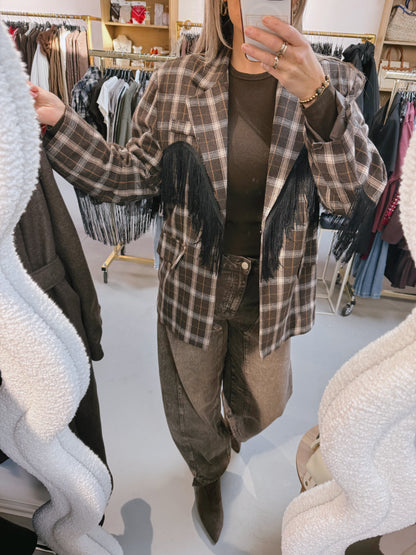 Fringe Blazer Minny Bruin/Zwart