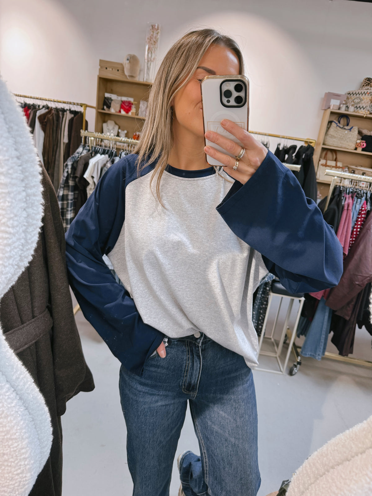 Longsleeve Denise Grijs/Navy