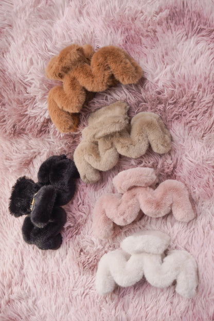 Haarklem fluffy zigzag Bruin