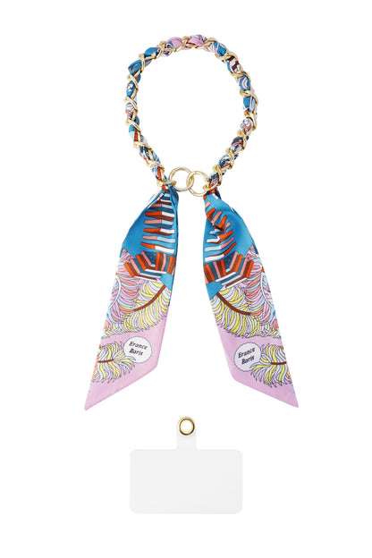 Telefoonketting satijnen sjaal - blauw multi