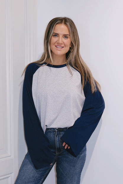 Longsleeve Denise Grijs/Navy