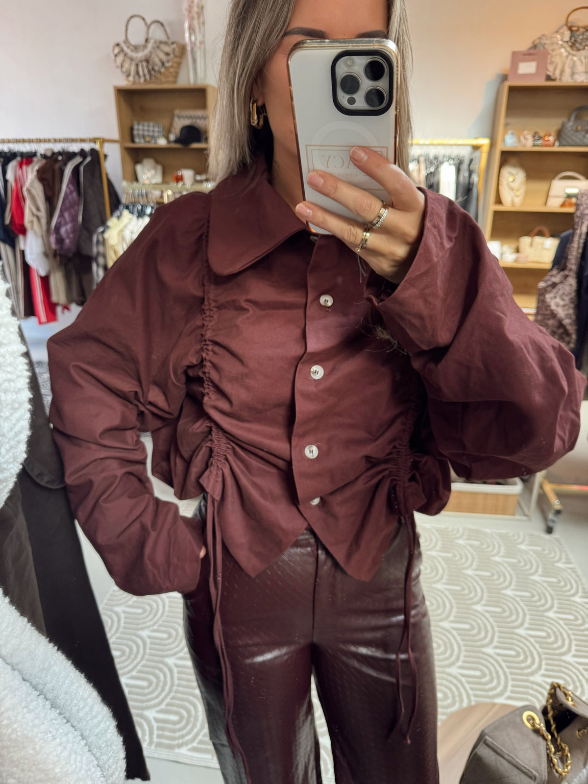 Icon crop jacket Burgundy