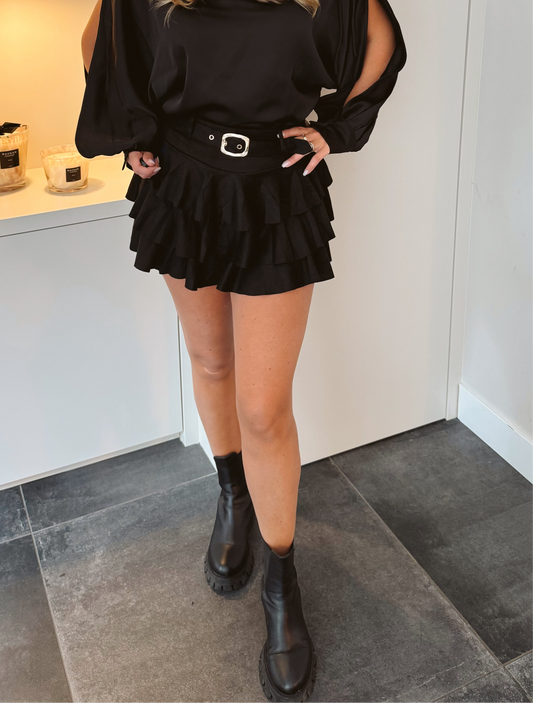 Ruffle rok/skort Haley Zwart