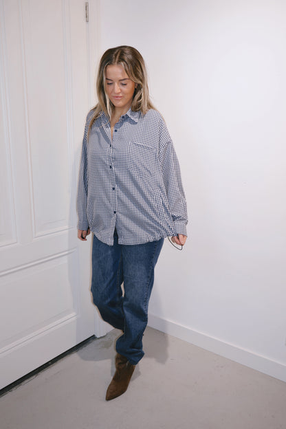 Bomber blouse Katie ruit Navy