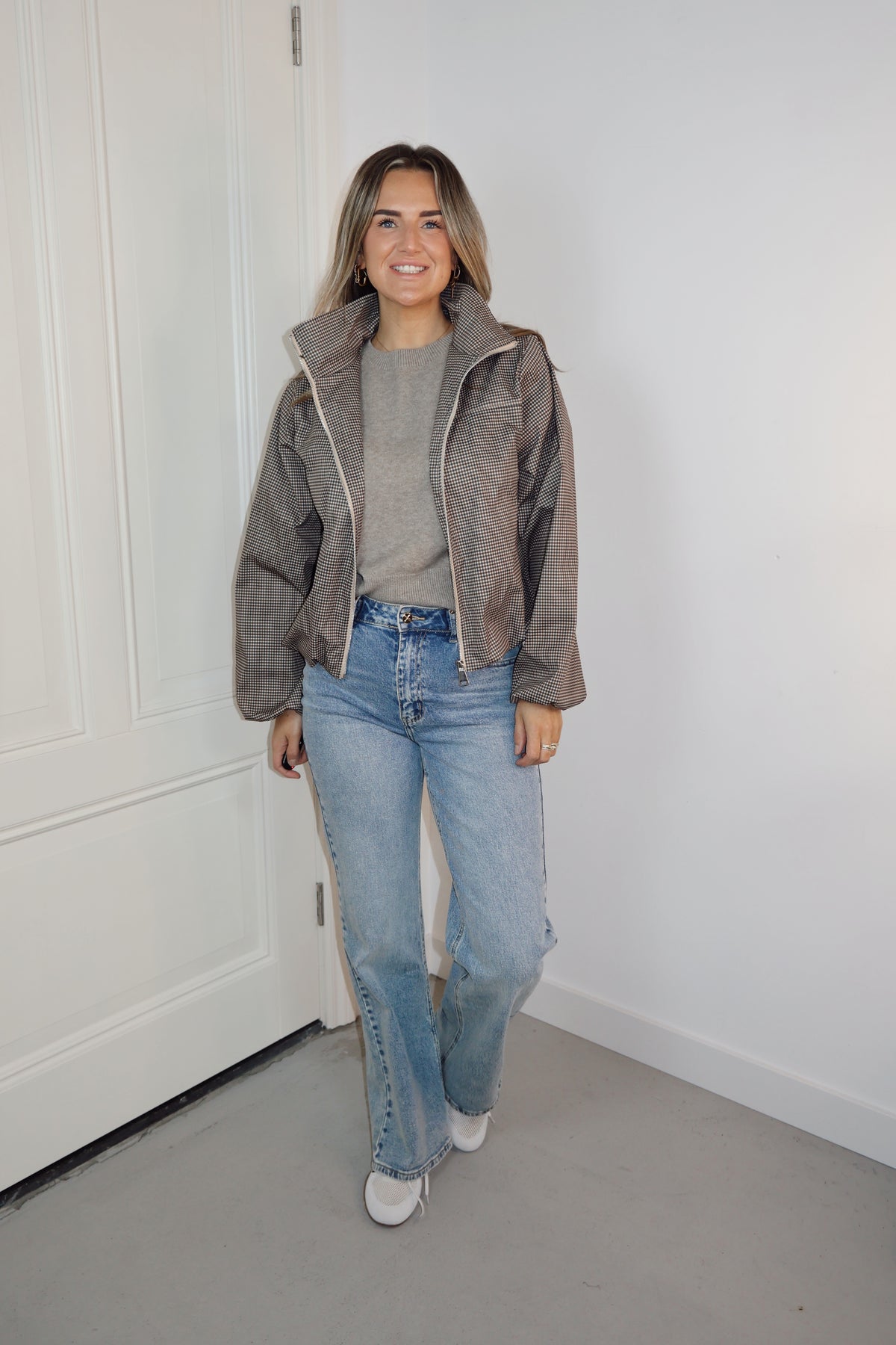 Bomber jas ruit Mary Beige/Bruin