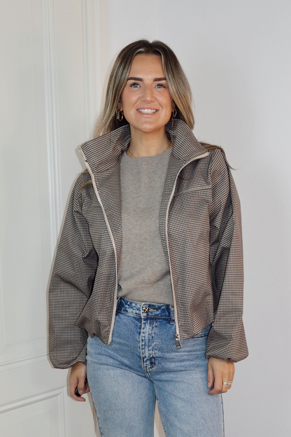 Bomber jas ruit Mary Beige/Bruin