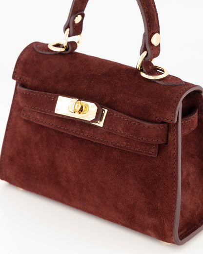 100% Suede Crossbody tas Grace Burgundy