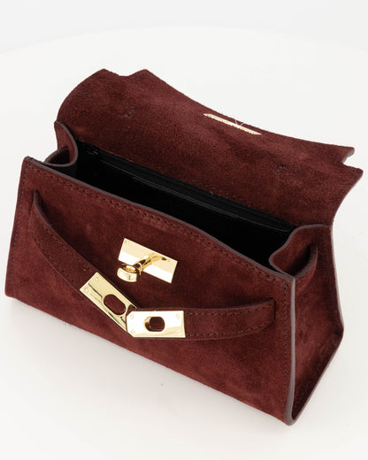100% Suede Crossbody tas Grace Burgundy