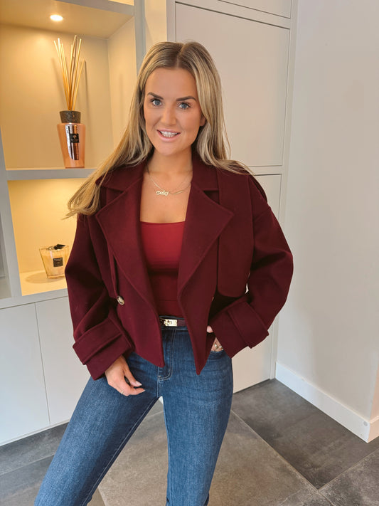 Korte trenchcoat Amanda Burgundy