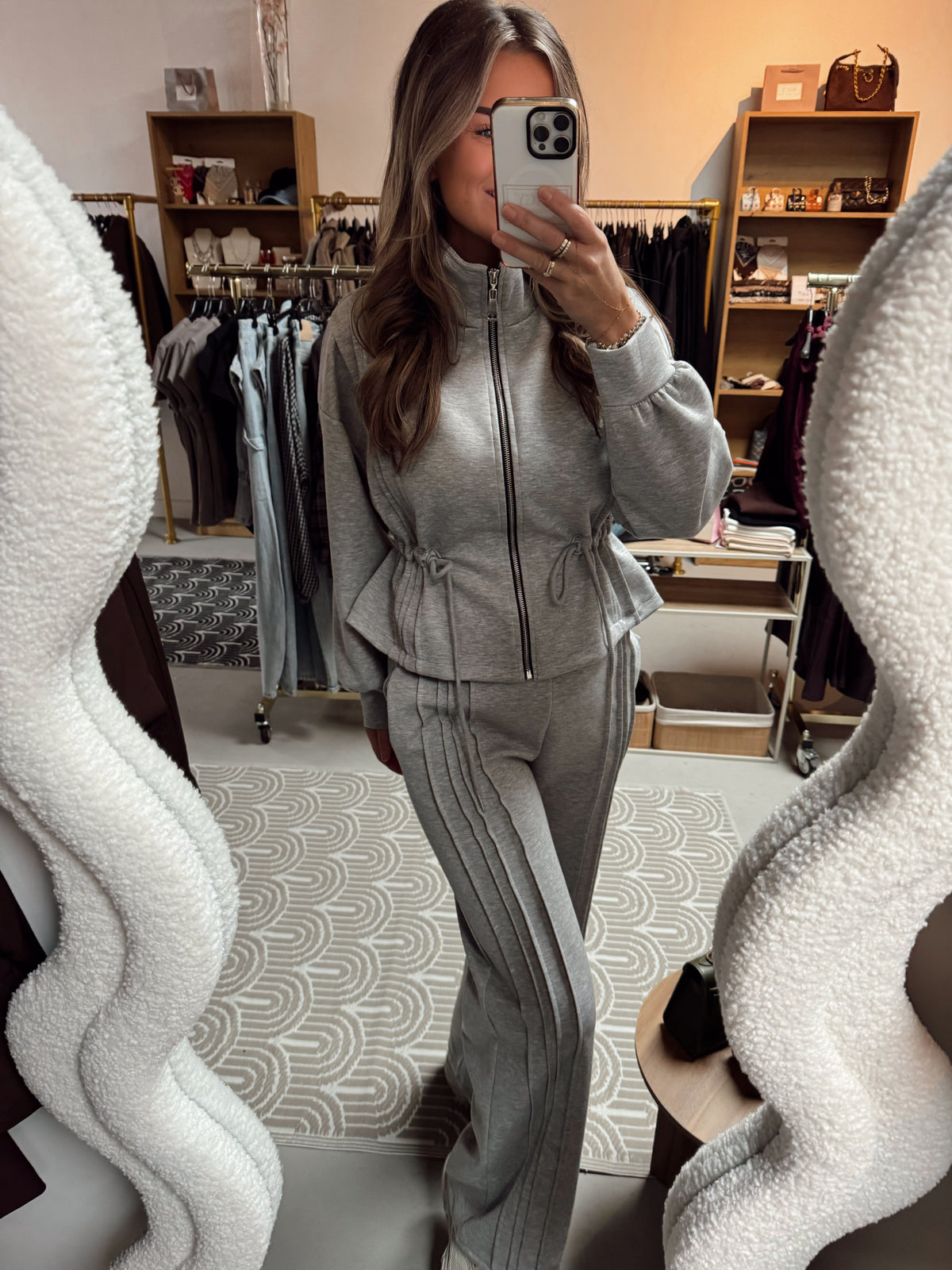 2-pieces lange broek + vest Dana Grijs