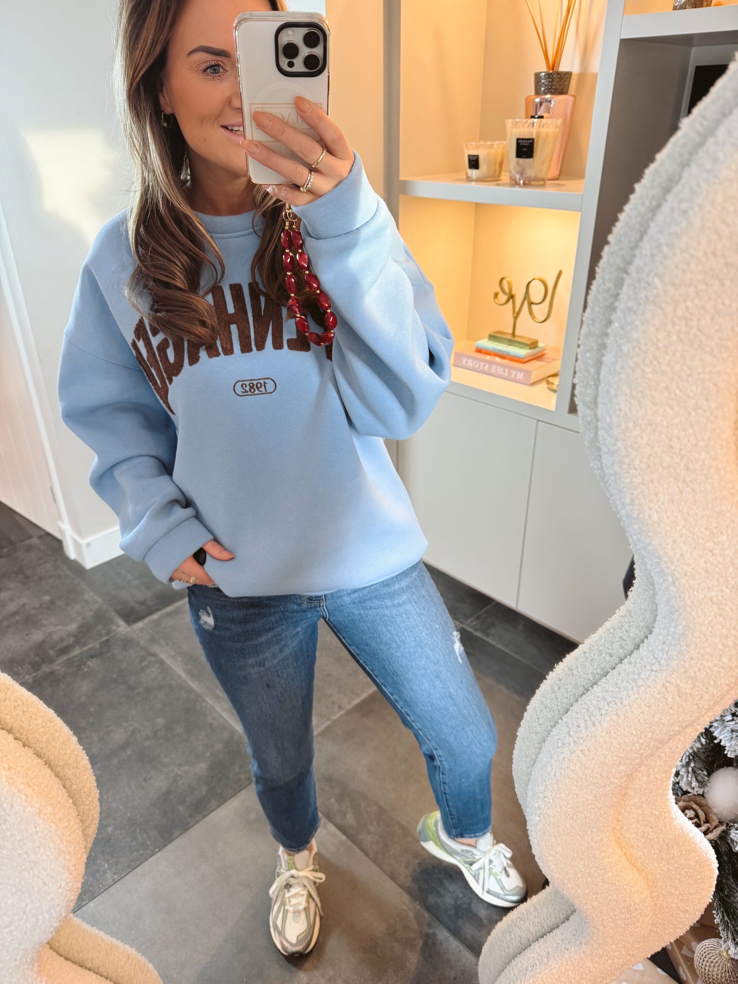 Sweater Copenhagen Lichtblauw/Bruin