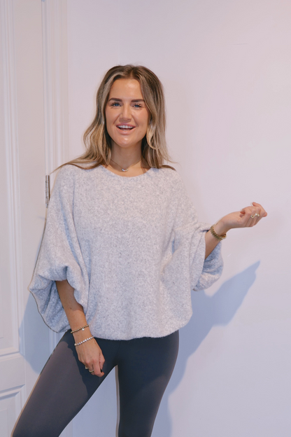 Off shoulder trui Milly Lichtgrijs