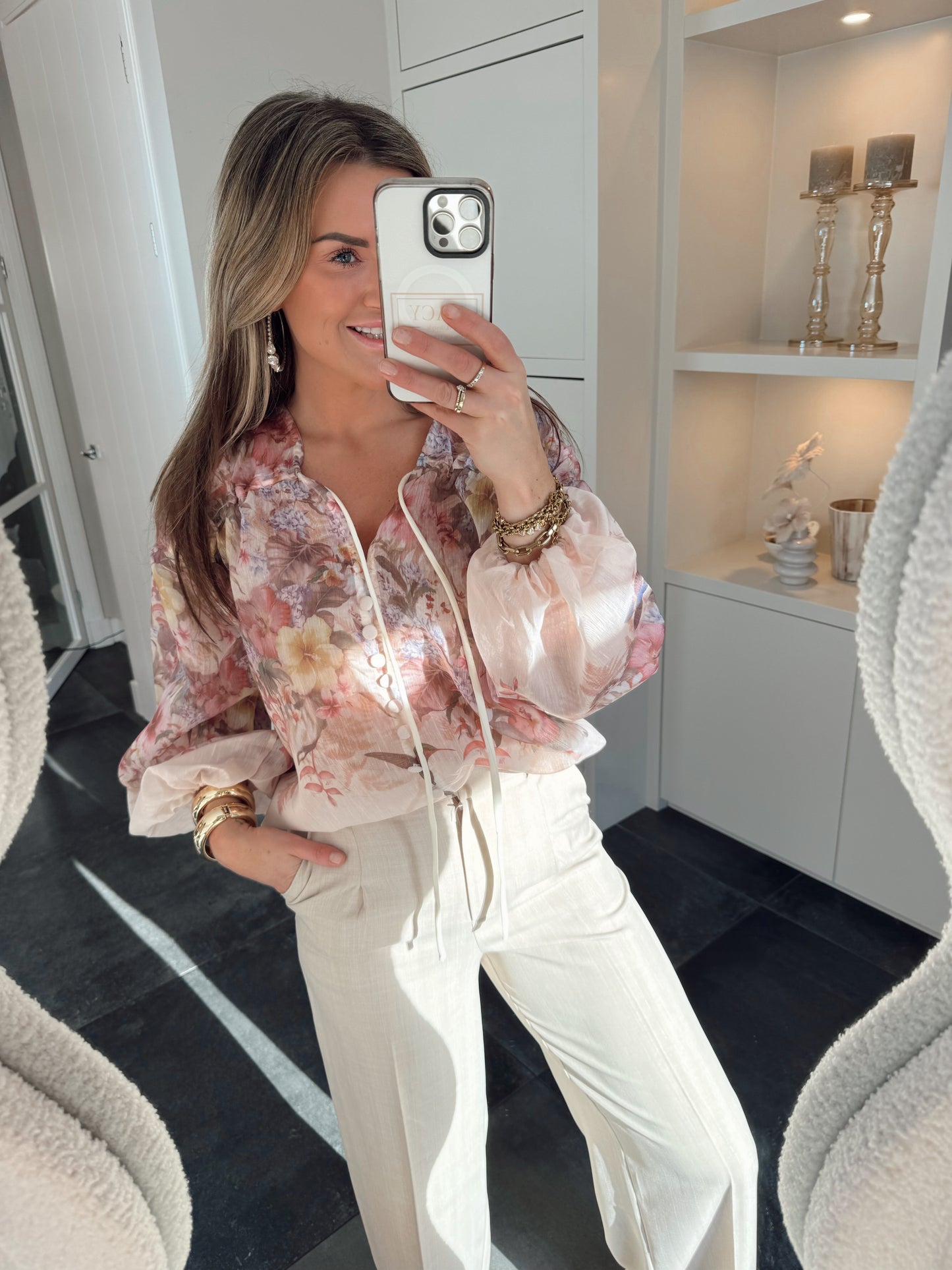 Blouse Romantic Roze print