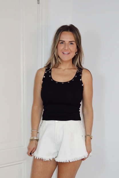 Singlet top met studs Clara Zwart