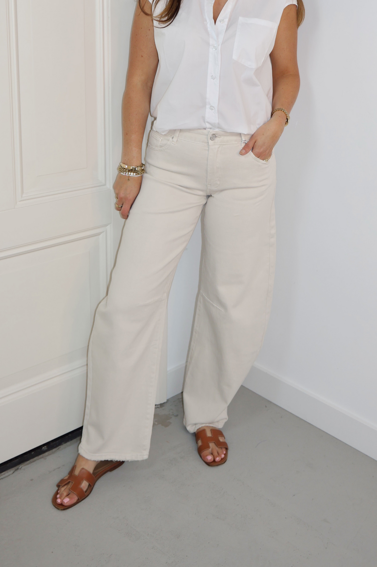 Queen Hearts "The Barrel Jeans" Beige