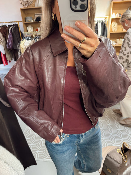 PU Bomber Lilly Burgundy