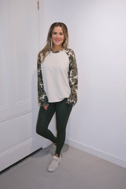 Trui army mouwen Beige