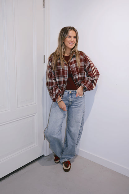 Bomber ruit stripe Tessa Burgundy