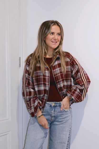 Bomber ruit stripe Tessa Burgundy
