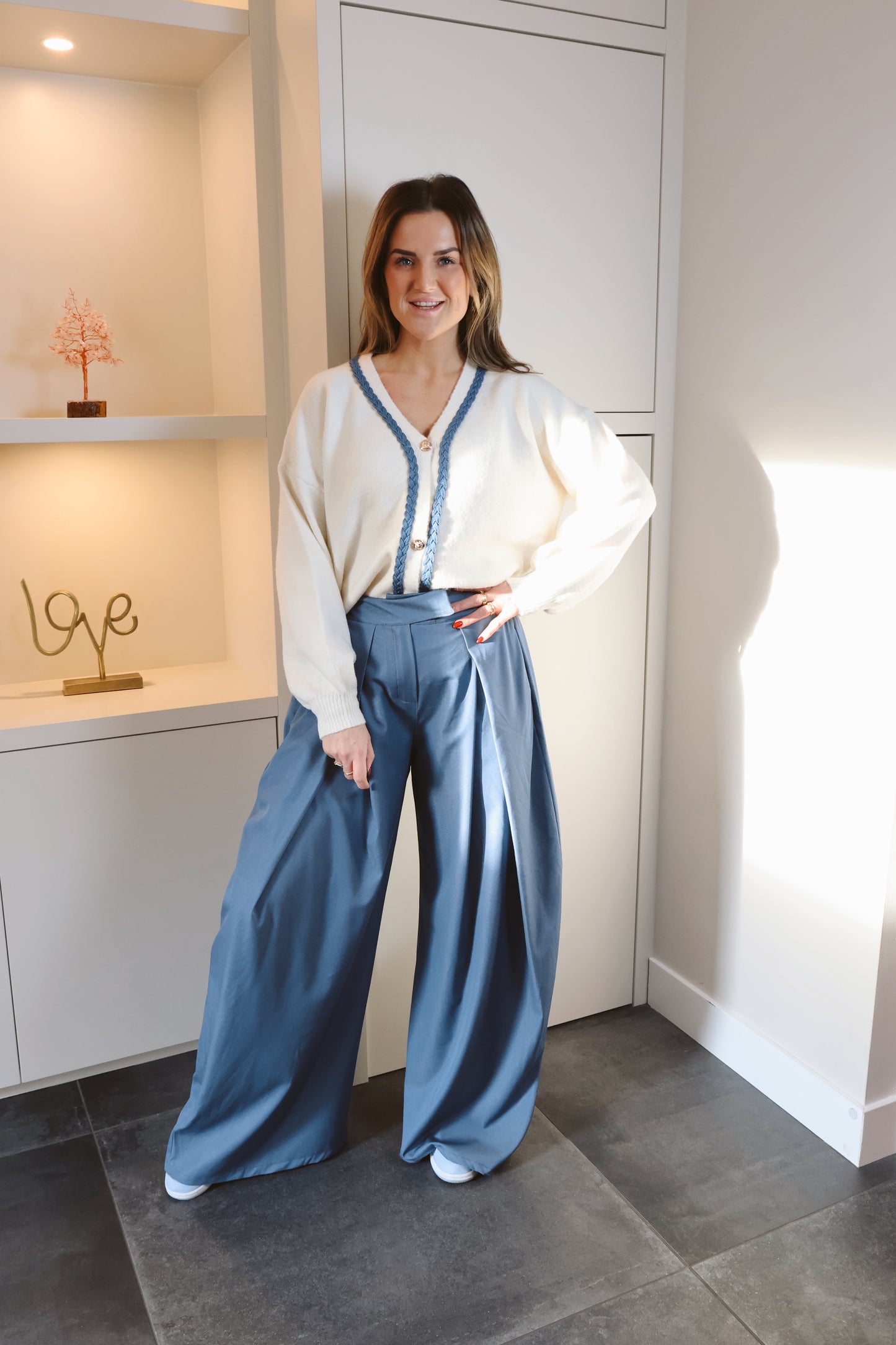 Vest nova ecru/jeansblauw