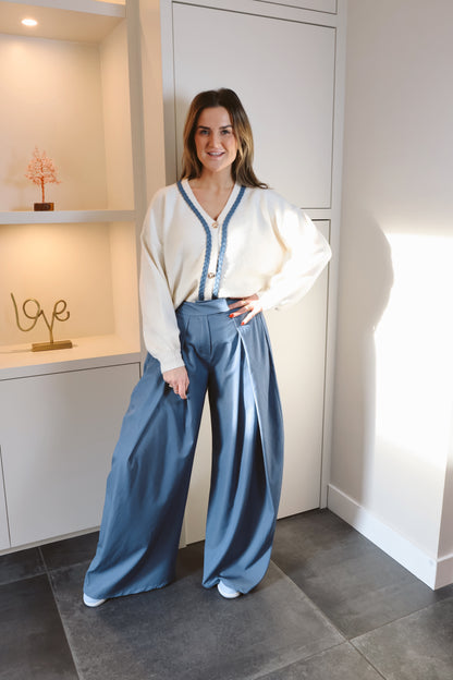 Vest nova ecru/jeansblauw