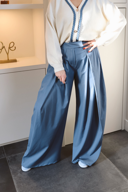 Pantalon Lizza wideleg Jeansblauw