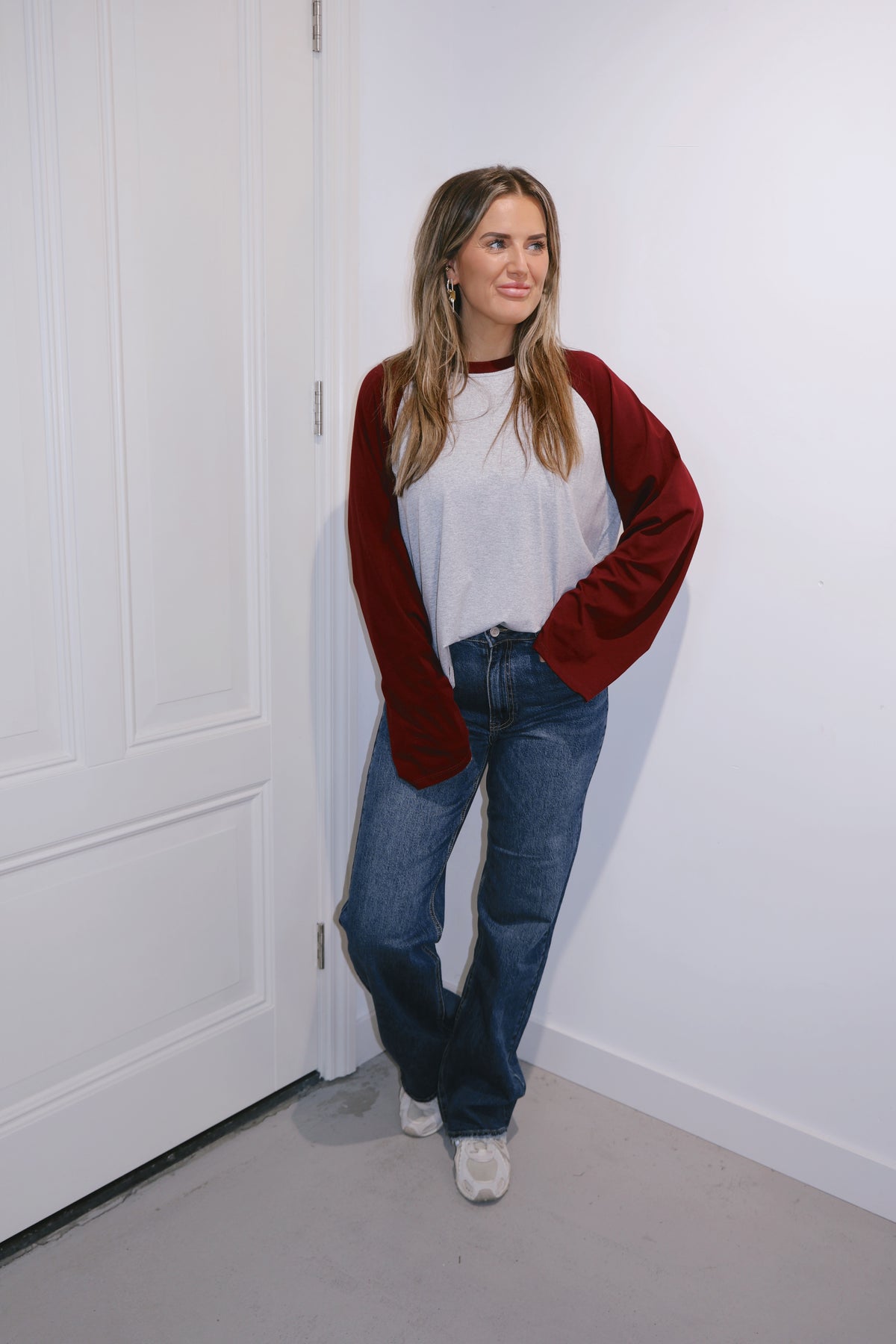 Longsleeve Denise Grijs/Burgundy